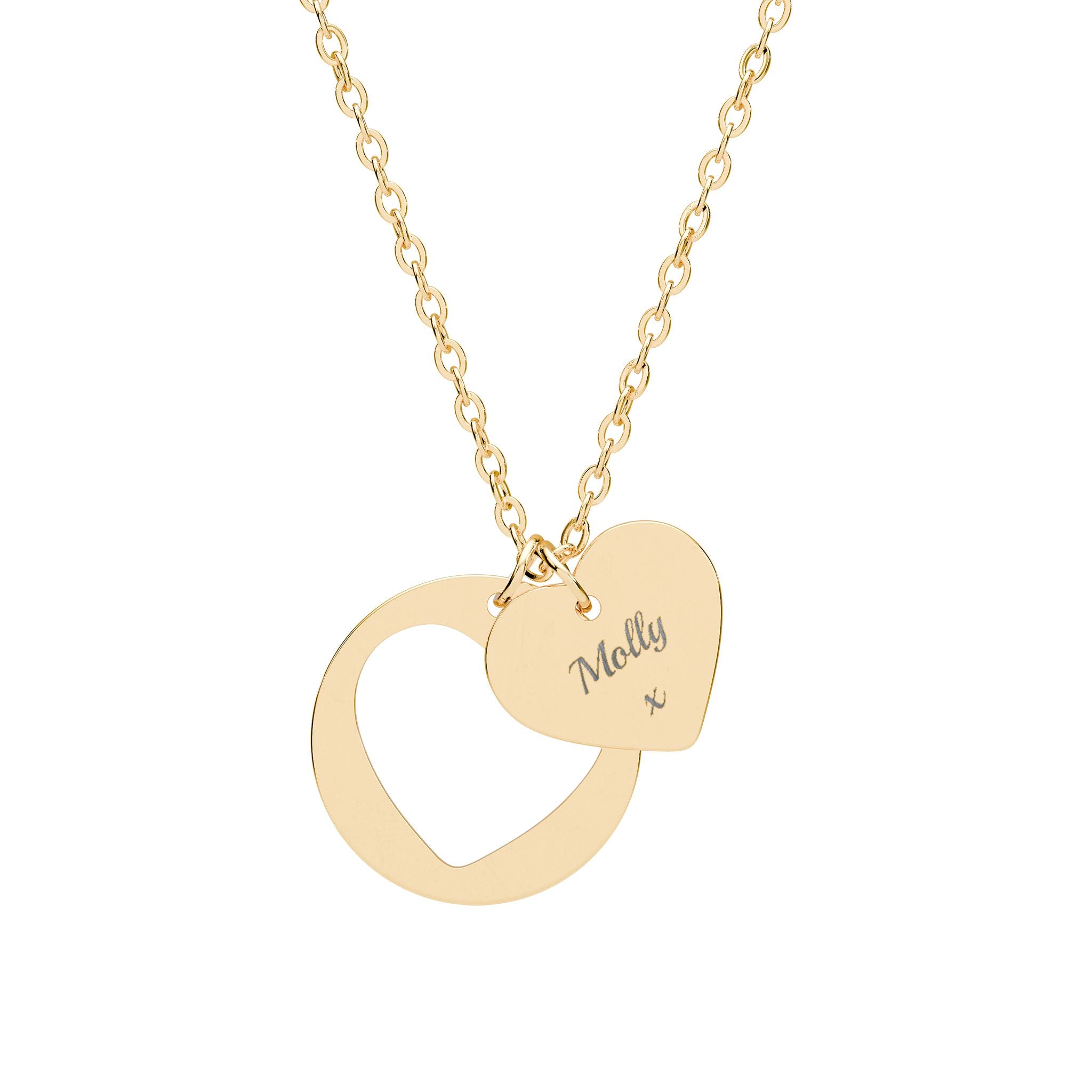 Swyftdesign Personalized Heart Cutout Necklace – Custom Engraved Double Pendant
