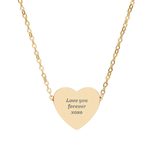 Engraved Heart Necklace — "Love You Forever XOXO" Personalized Pendant