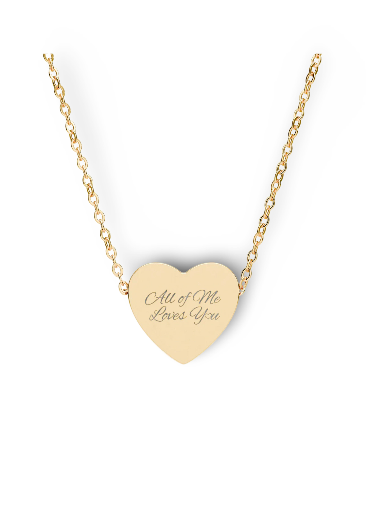 Engraved Heart Necklace — "Love You Forever XOXO" Personalized Pendant