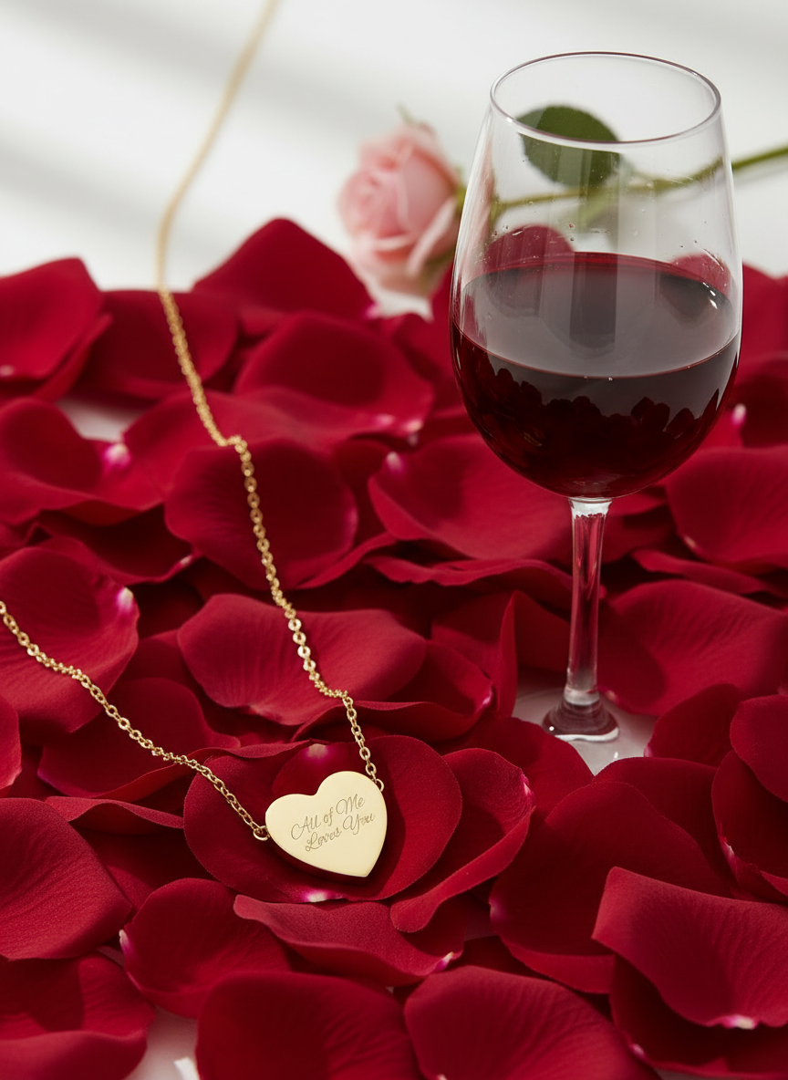 Engraved Heart Necklace — "Love You Forever XOXO" Personalized Pendant