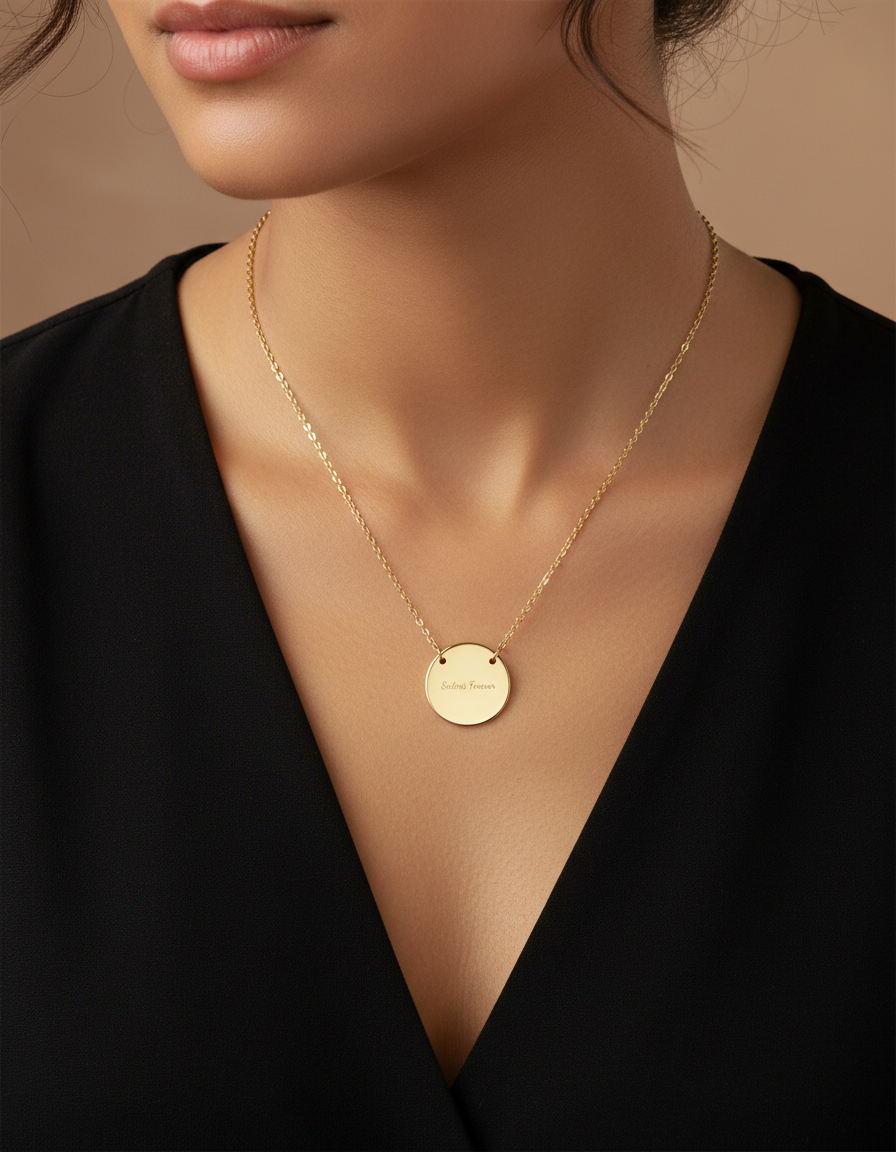 Engravable Circle Necklace — Personalized Disc Pendant for Gifts & Memorials