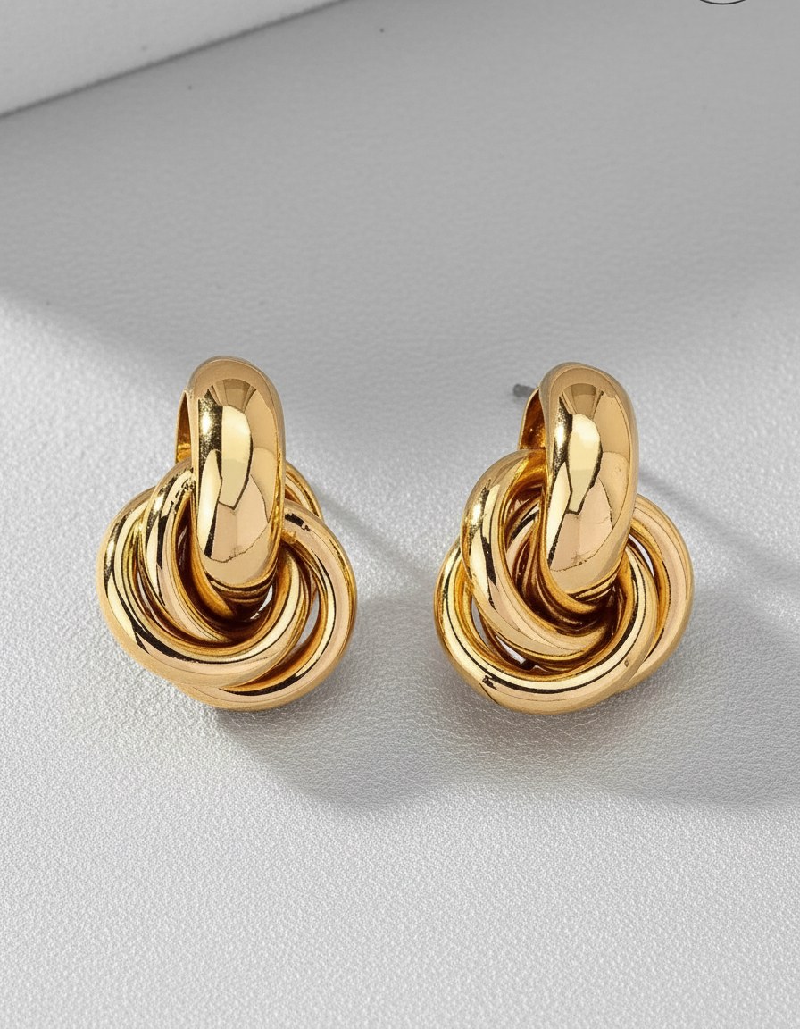 Swyftdesign Knot Hoop Stud Earrings for Women – Gold & Silver Twist Daily Jewellery
