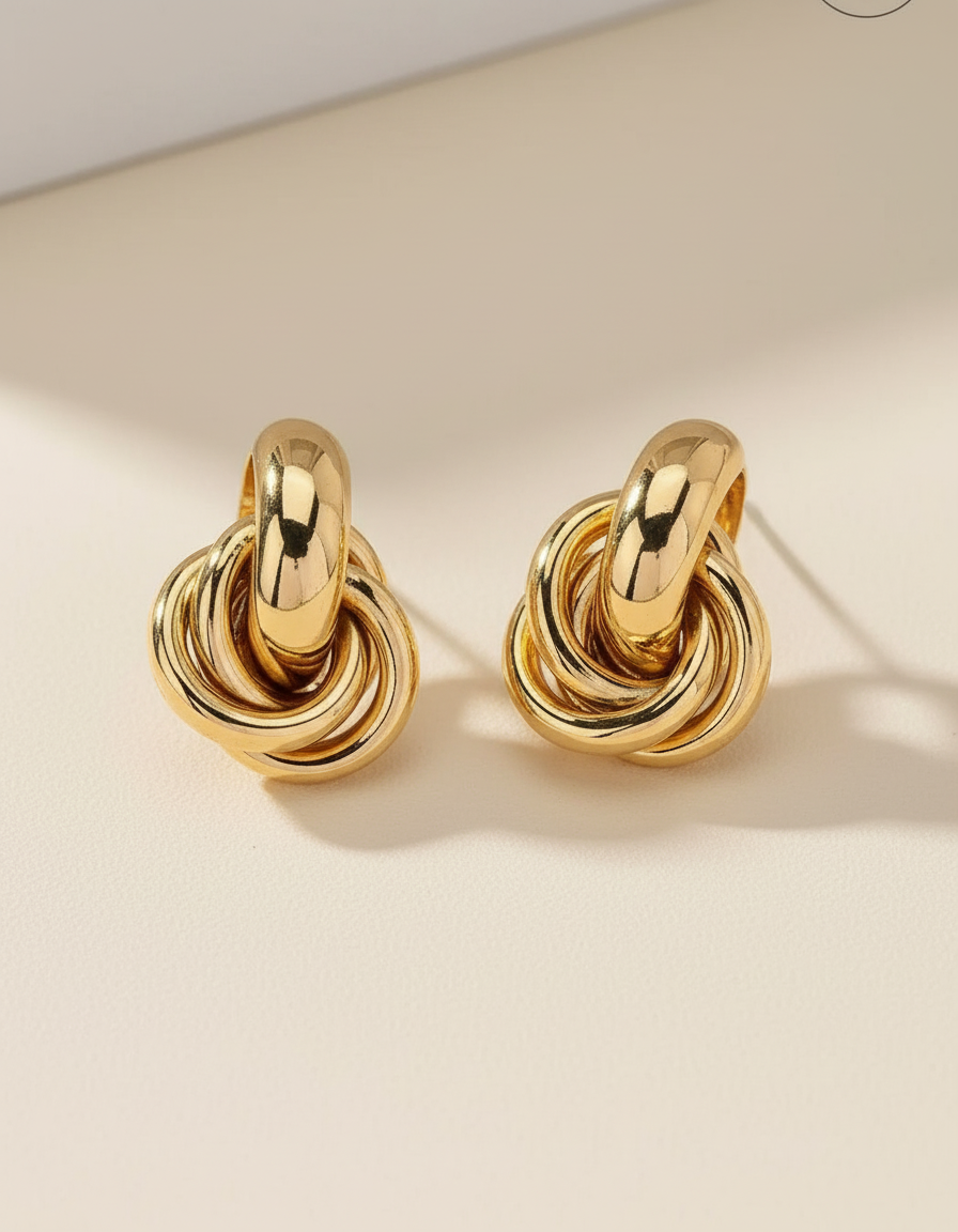 Swyftdesign Knot Hoop Stud Earrings for Women – Gold & Silver Twist Daily Jewellery