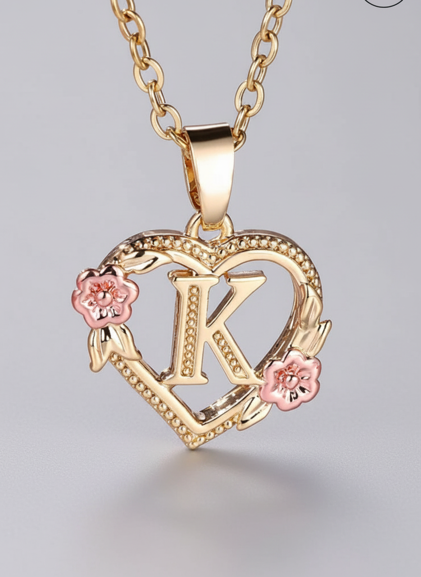 Swyftdesign A–Z Letter Flower Pendant Necklace for Women – Yellow Gold Initial Jewellery Gift