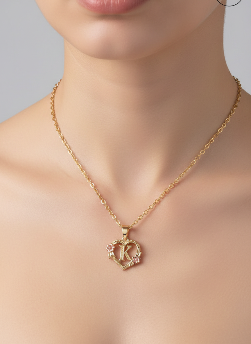 Swyftdesign A–Z Letter Flower Pendant Necklace for Women – Yellow Gold Initial Jewellery Gift