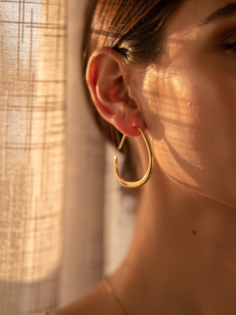 Swyftdesign Sterling Silver Gold-Plated Ellipse Hoop Earrings for Women – Elegant Wedding & Luxury Jewellery