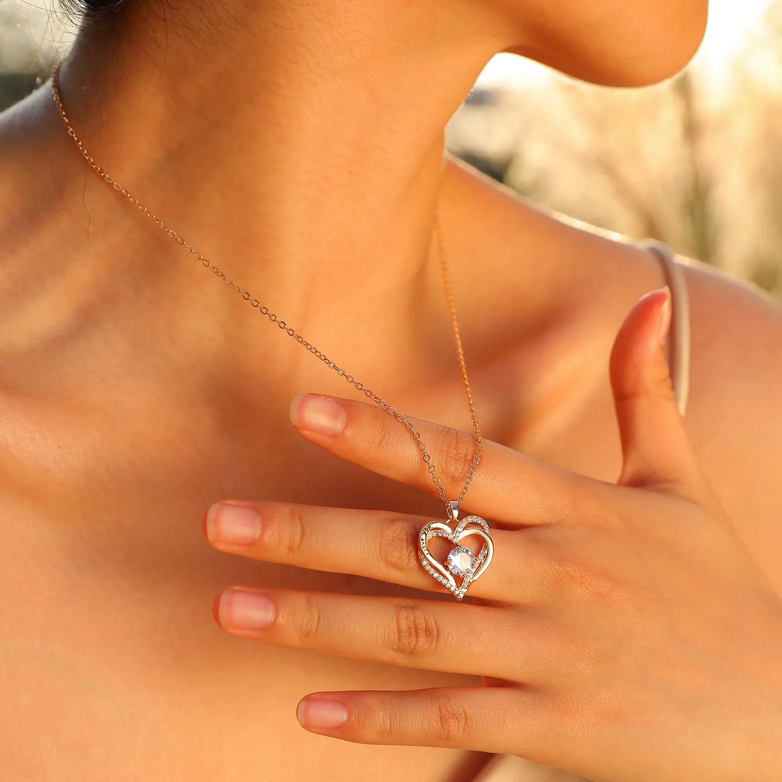 Swyftdesign Birthstone Heart Necklace for Women – “I Love You” Pendant Gift