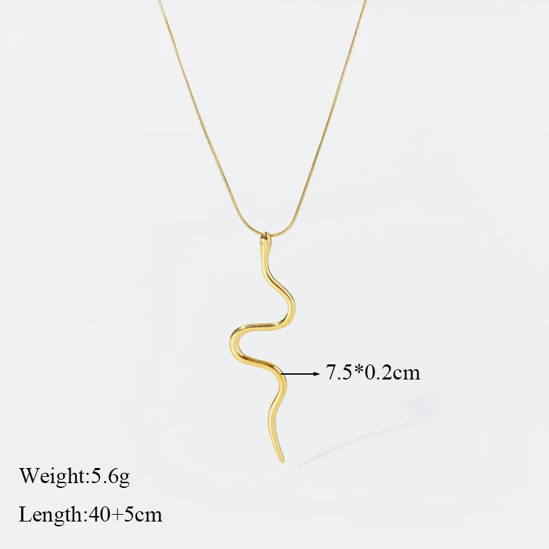 Gold Snake Necklace – Waterproof 316L Stainless Steel Pendant for Women