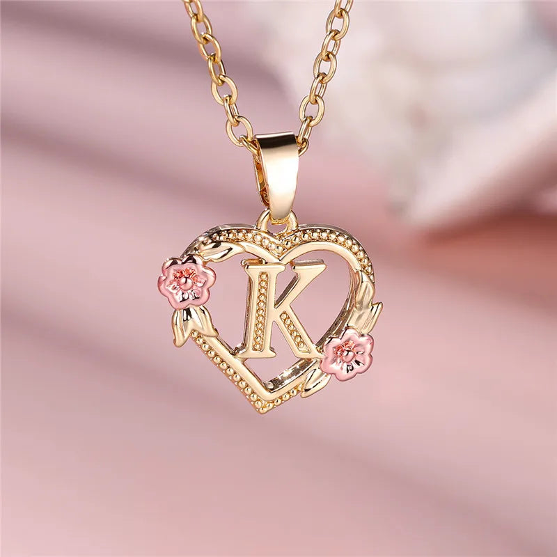 Swyftdesign A–Z Letter Flower Pendant Necklace for Women – Yellow Gold Initial Jewellery Gift