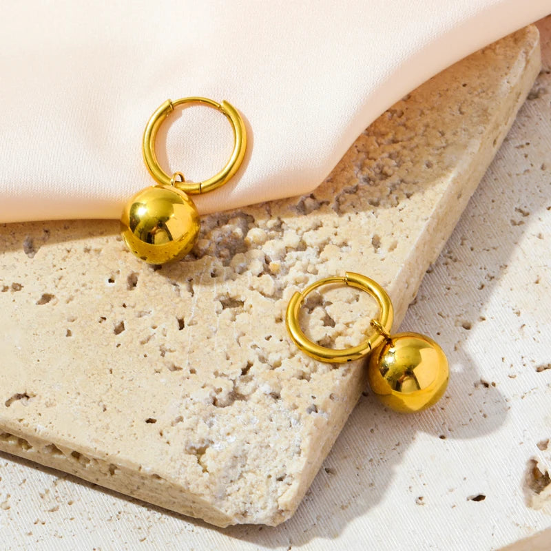 Gold Beaded Jewellery Set – 316L Stainless Steel Necklace & Earrings