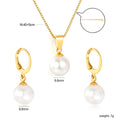 Gold Pearl Jewellery Set – Stainless Steel Pendant Necklace & Earrings