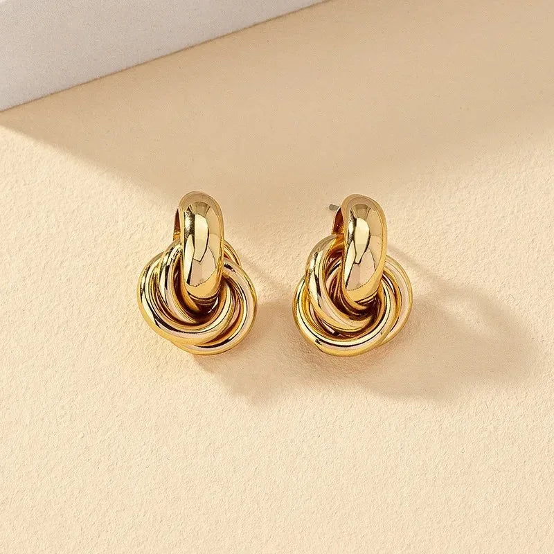 Swyftdesign Knot Hoop Stud Earrings for Women – Gold & Silver Twist Daily Jewellery