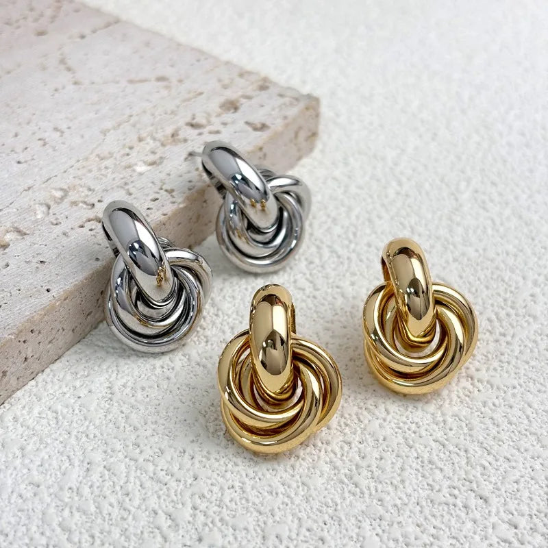 Swyftdesign Knot Hoop Stud Earrings for Women – Gold & Silver Twist Daily Jewellery