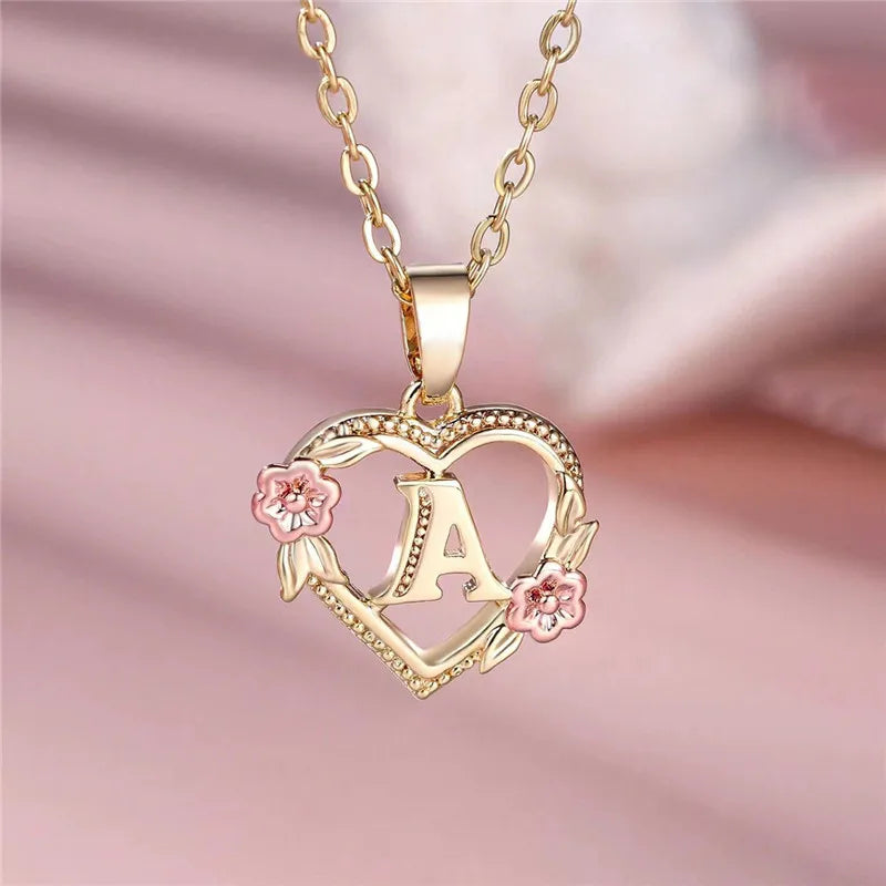 Swyftdesign A–Z Letter Flower Pendant Necklace for Women – Yellow Gold Initial Jewellery Gift